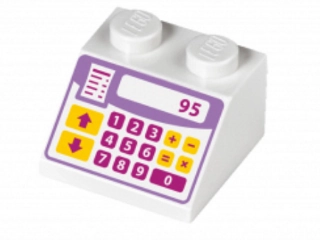 Slope 45 2 x 2 with Medium Lavender Cash Register with Magenta and Bright Light Orange Buttons Pattern