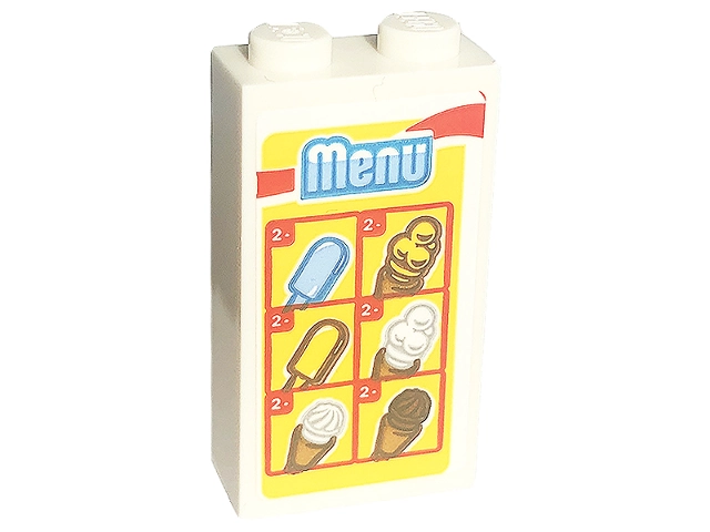 Brick 1 x 2 x 3 with 'Menu', Ice Cream Cones and Bars on Yellow Background Pattern (Sticker) - Set 60253