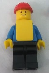 Plain Blue Torso with Blue Arms, Black Legs, Red Construction Helmet, Yellow Vest