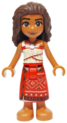 Moana (Sienna) - Mini Doll, Red and White Top, Red Long Skirt, Dark Brown Hair